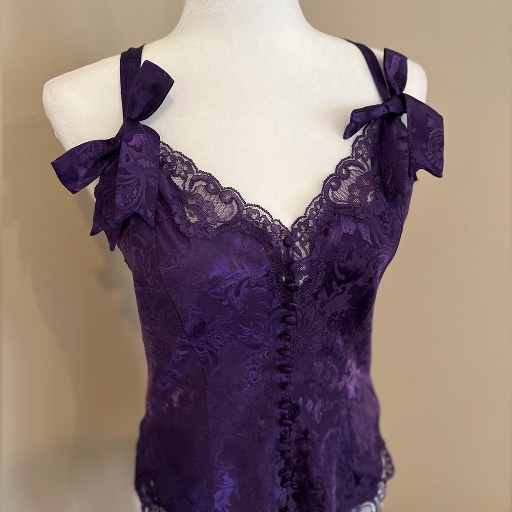 Vintage Victoria’s Secret Gold Label Lace Teddy Purple Lingerie Bodysuit